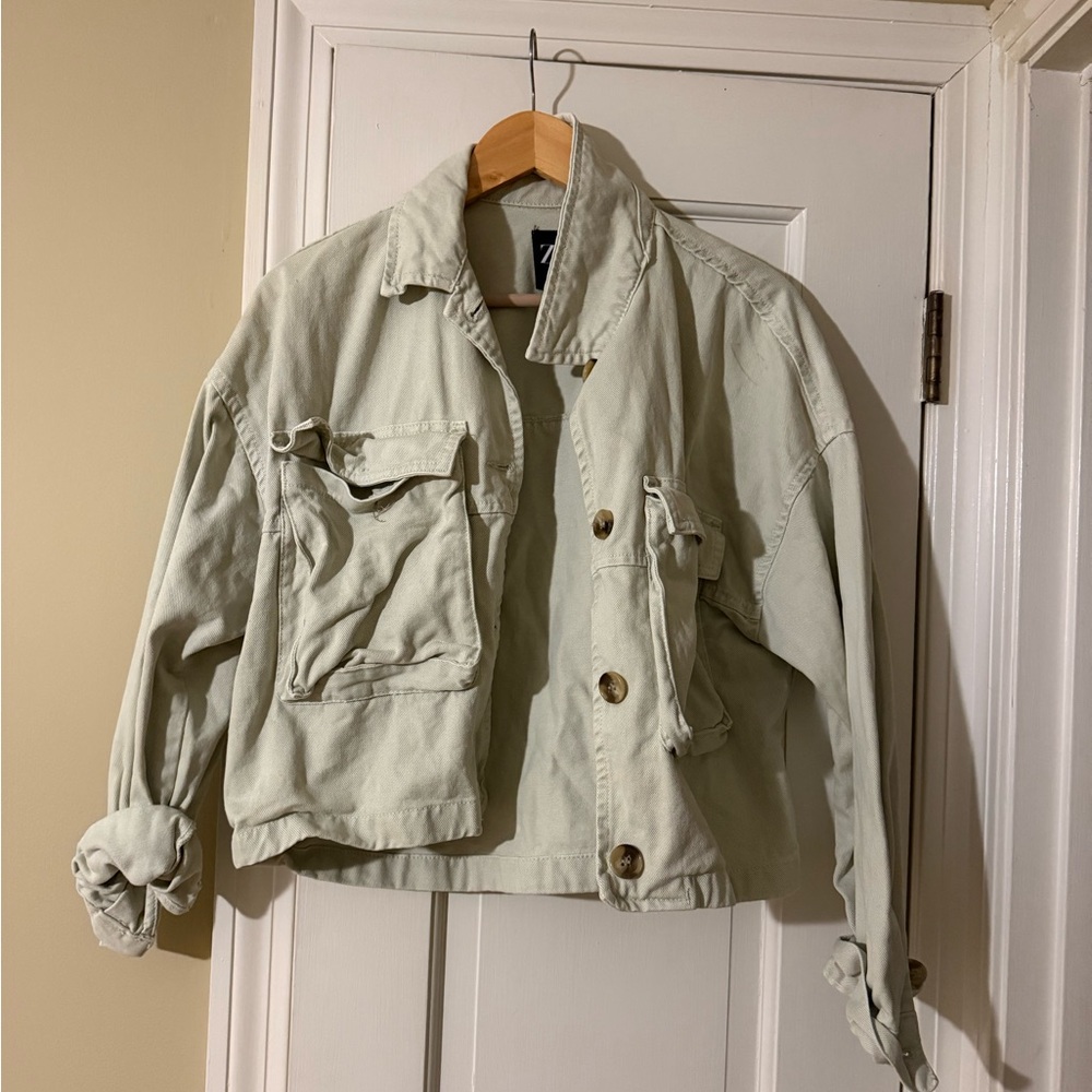 Zara Cream Button-Up Jacket
